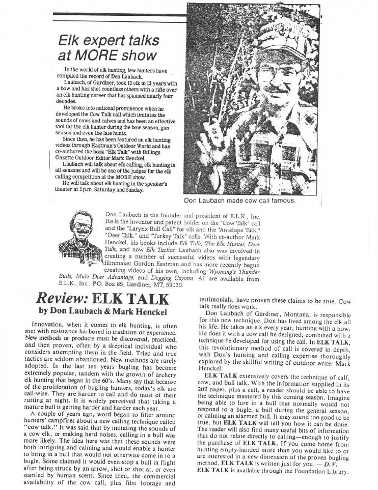 Original scan from Elk Expert Talks at MORE Show